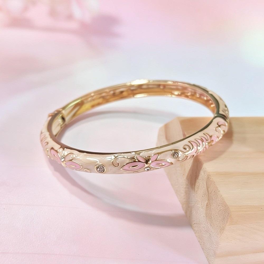 Enamel Flower Butterfly Bangle Chinese Traditional Women's Hand Bracelet Stacking Wear