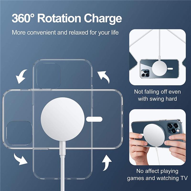 Crystal Clear Hard Acrylic Wireless Charging Magnetic Case Compatible For iPhone 11 12 13 14 15 16 Pro Max 14 Plus