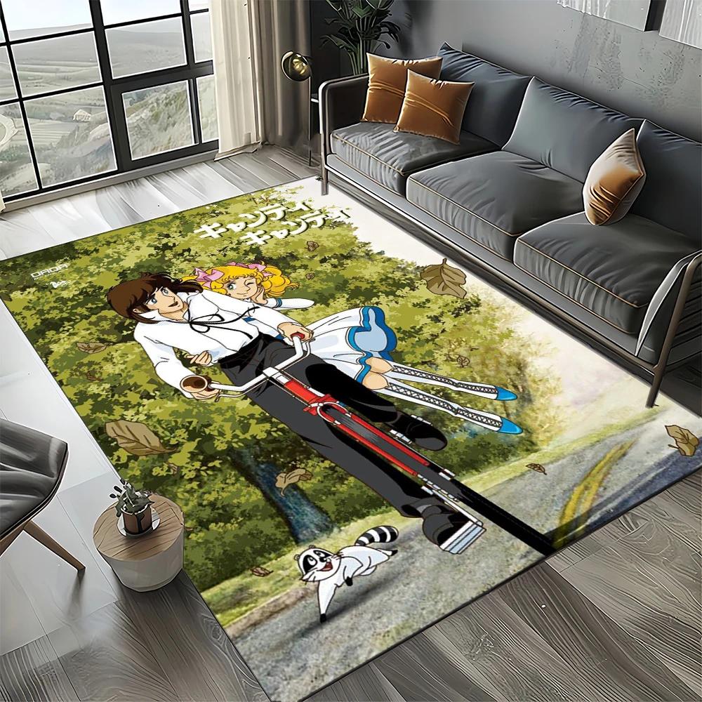 2025 Neuer Stil Süßigkeit Süße Mädchen Cartoon Anime Teppich für Wohnzimmer Schlafzimmer Dekoration, Rutschfeste Dekoration für Sofa Fußmatte Kinder