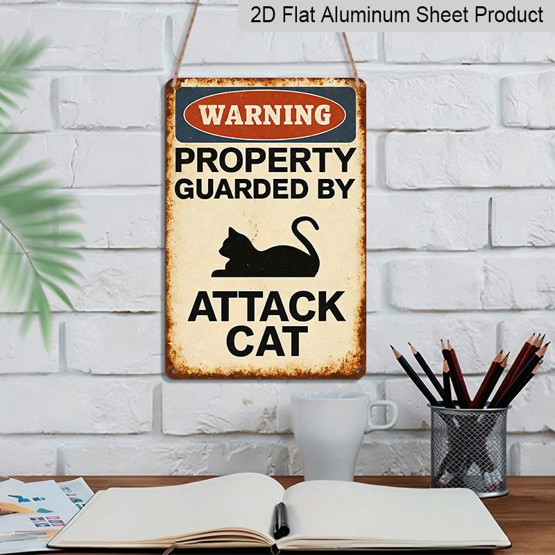 2D Flach, 1 Stück Vorsicht vor der schwarzen Katze Aluminium Kunstschild, Perfekt für Eine Lustige Wanddekoration für Außenbereiche, Wohnzimmer, Schlafzimmer, Badezimmer, Zuhause