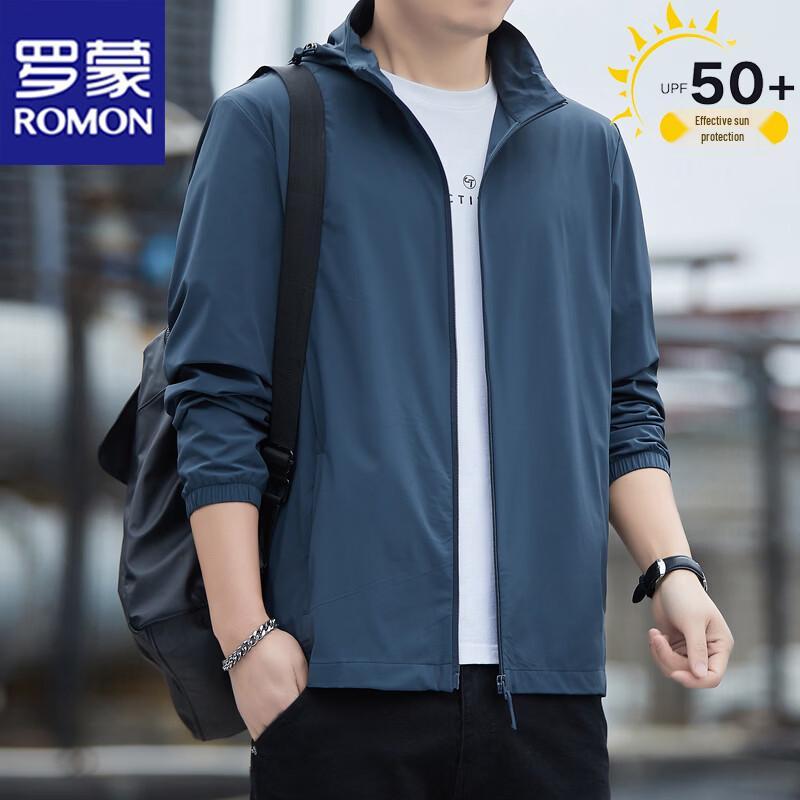 ROMON Men's Summer Hooded UPF50+ Ice Silk Sun Protection Jacket