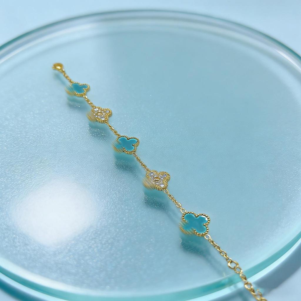 Stainless Steel Four-Leaf Clover Bracelet - Electroplated 18K, New Style Flower Language Series