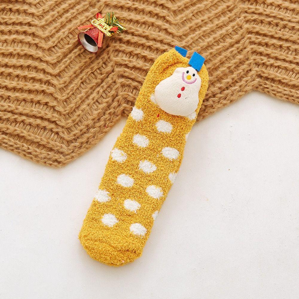 Cute Japanese Soft Comfortable Breathable For Christmas Female Socks Coral Velvet Medium Tube Socks