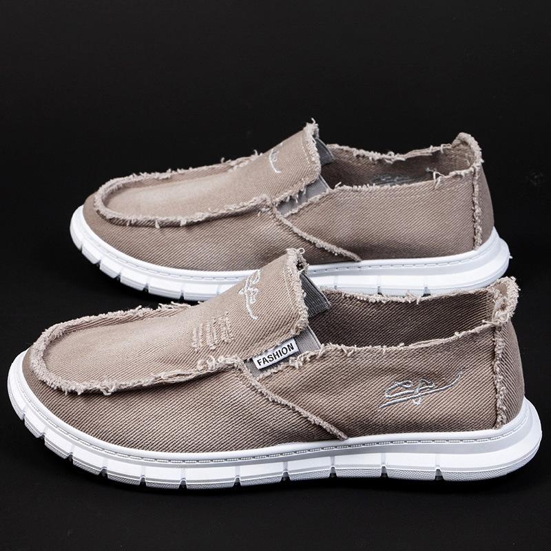 Fashion Men's Washed Fabric Casual Shoes Anti Slip and Wear-resistant Driving Shoes Canvas Shoes