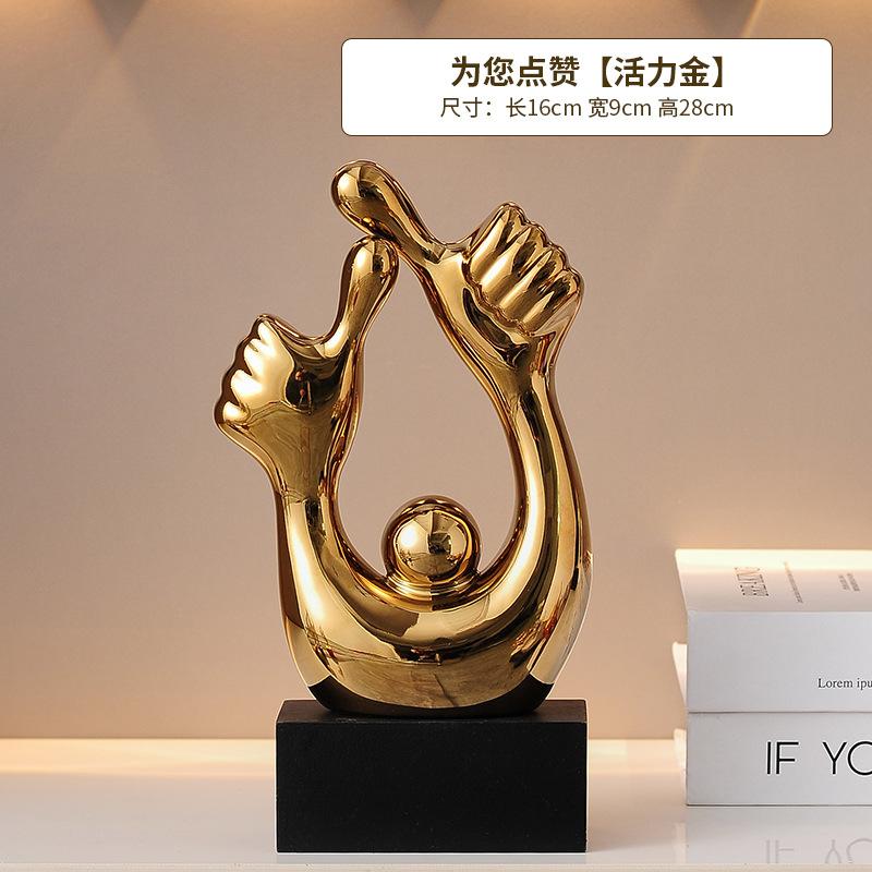 

Modern Ceramic Ornaments Creative Character Gesture Sculpture Desktop Figurines Accessories Decoration Coffee Table Sculpture золотистий