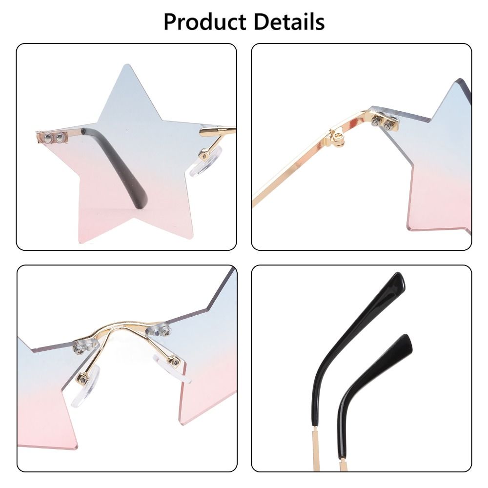 Women & Men Street Shot Party Star Shape Sunglasses Sun Glasses Rimless Pentagram Sunglasses
