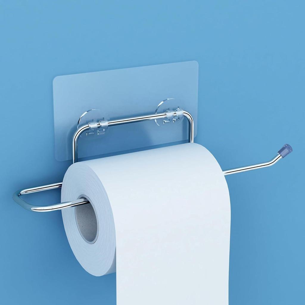 Self Adhesive Toilet Paper Roll Holder/Toilet Tissue Paper Holder/Toilet Roll Holder for Bathroom Accessories (Chrome - Pack of 2)
