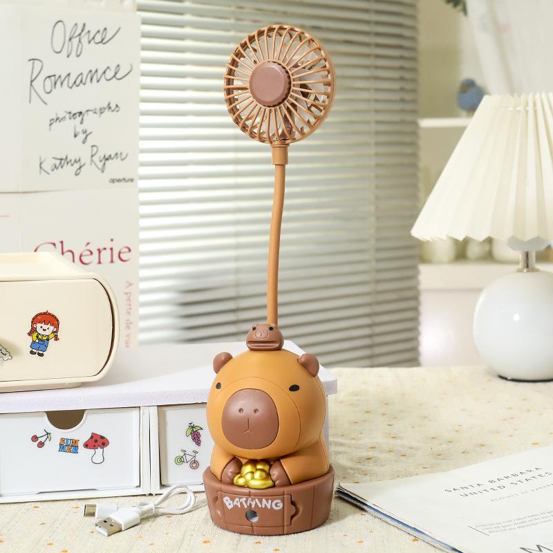 Kawaii Capybara Charging Fan  Pencil Sharpener Folding Soft Cute Cartoon USB Desktop Fan Children's Holiday Gift School Supplies