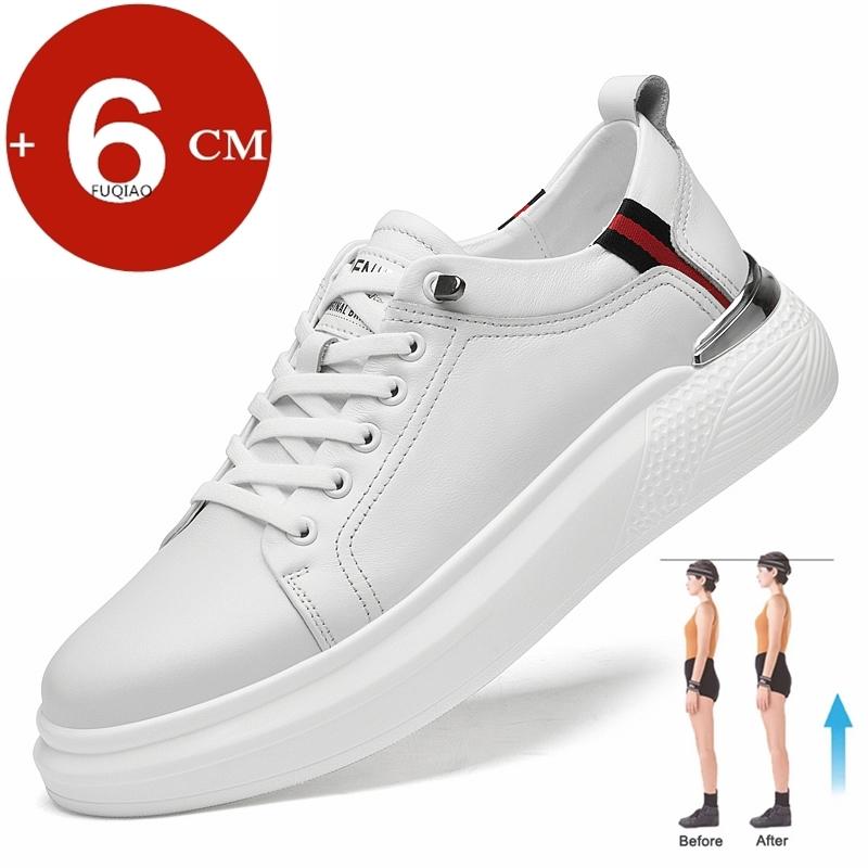 Cowhide Men Sneakers Elevator Shoes Hidden Heels Breathable Heightening Shoes 6cm Taller Shoes Men Leisure Lift Sports