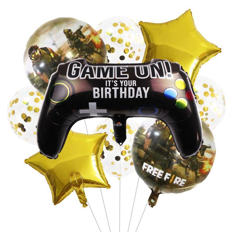 Game Theme "Free Fire" Game Controller Wall-mounted Aluminum Film Balloon Party Decoration and Setup Supplies
