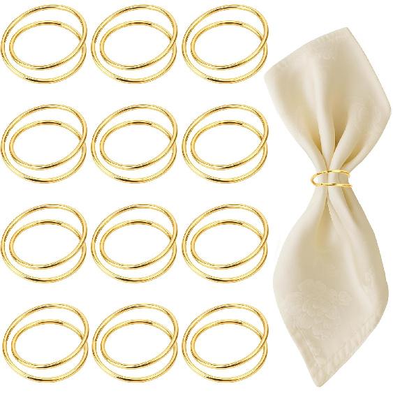 Napkin Rings Gold Napkin Rings Set of 12 Pcs Napkins Holder Buckles Metal Spiral Napkins Rings Stainless Steel Napkins Ring for Kitchen Family Dinner