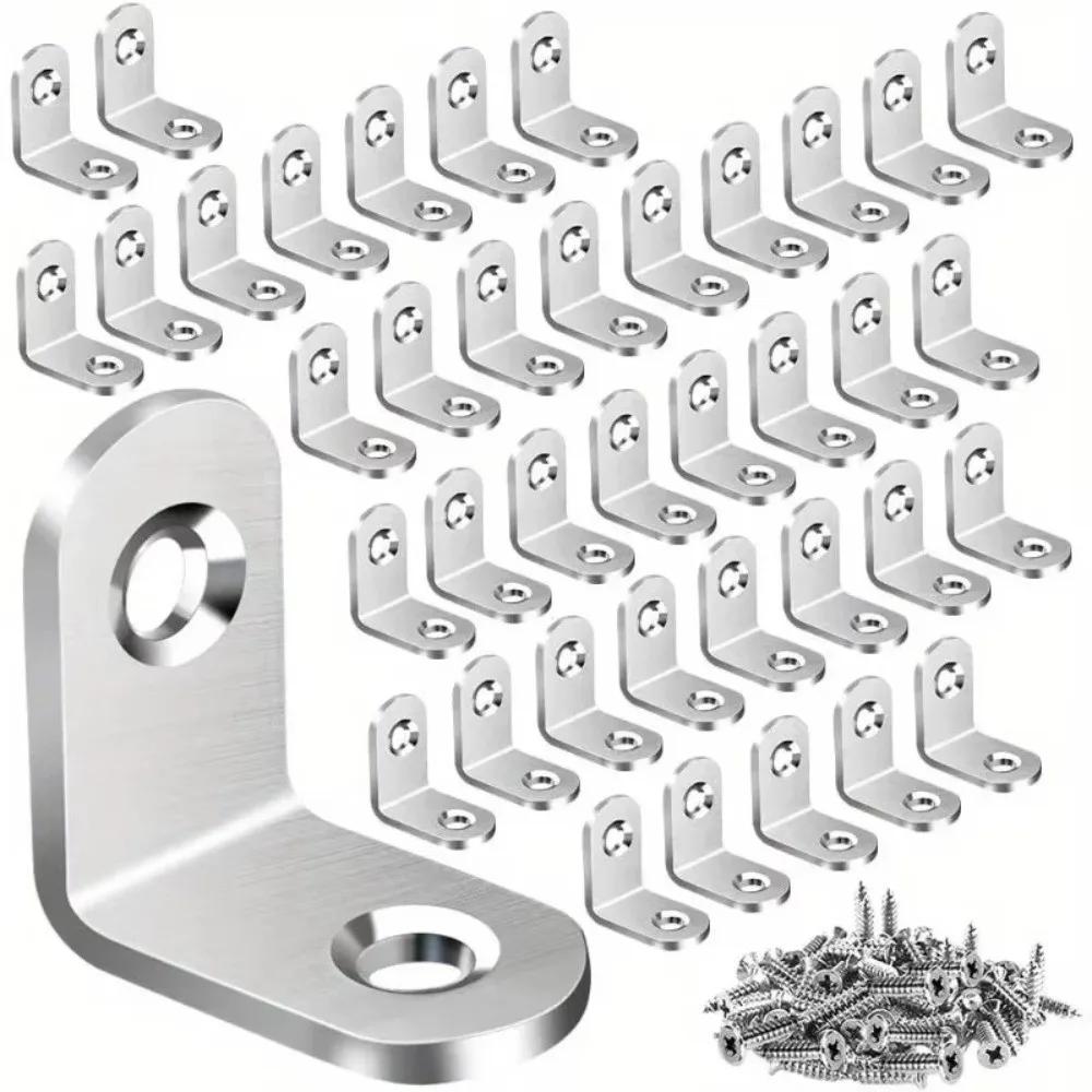 10pcs Stainless Steel Right Angle Corner Brace 90 Degree Small Size Angle Bracket Stable Connector L Brackets Furniture Hardware