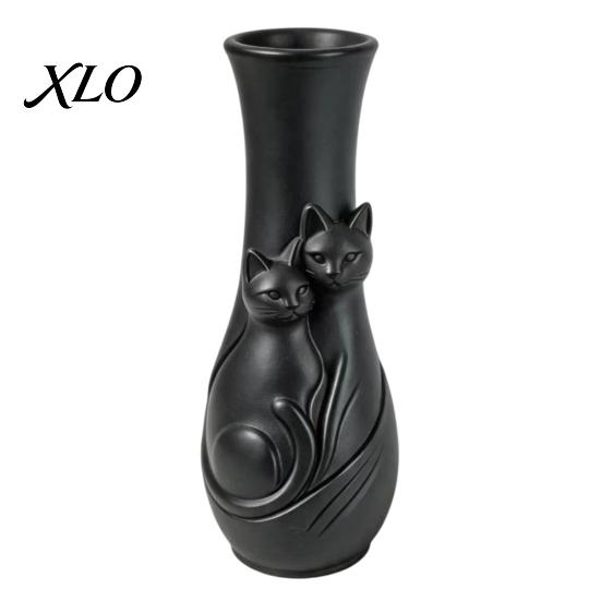 Modern Minimalist Home Decor Couple Cats Vase, Plastic Snuggling Cat Flower Vase for Home, Dried Arrangement Holder Desk, Shelf Decor, Tabletop Floral