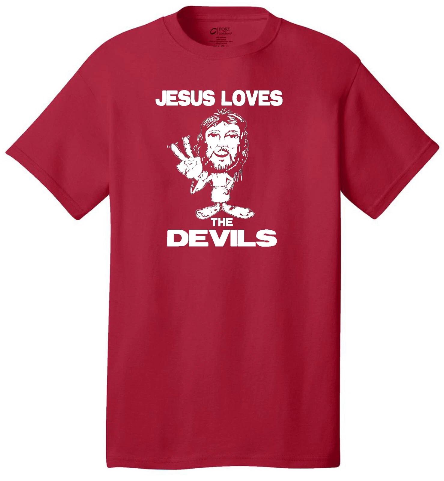 JESUS LOVES THE DEVILS CHRISTIAN HARDCORE HOCKEY FAN JERSEY T-shirt S