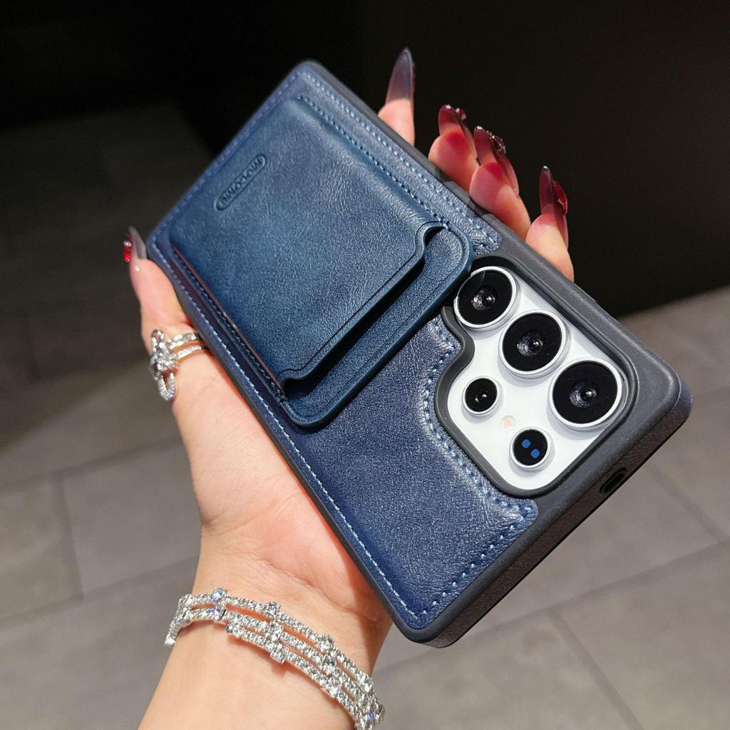 Samsung S25Edge/S24 ULTRA Pinshield Leather Anti-Fall Magnetic Card Holder Case