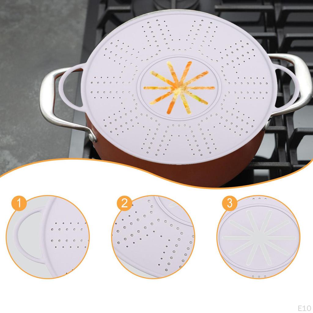 Silicone Spill Stopper Lid Anti Overflow Cover Splatter Screen Pan for Soup Pot, Frying