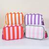 Large Striped Wash Cosmetic Bag for Women Tassel Zipper Makeup Bag Large Capacity Toiletry Storage Organizer Pouch Bags