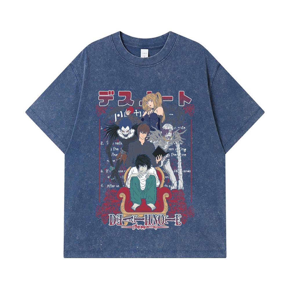 275 GSM Washed T-shirts 100% Cotton Death Note V1 Print Unisex Heavy Cotton T Shirt