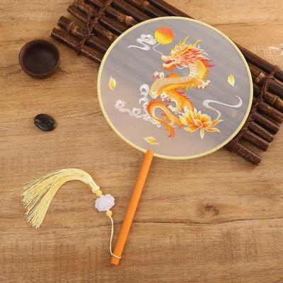 Double-sided Embroidered Dragon & Phoenix Suzhou Fan for Hanfu Photography