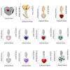 Copper Pendants Zircon Pink Love Heart Charms Beads Fit Original Pan Bracelet Bangles Diy Jewelry For Women