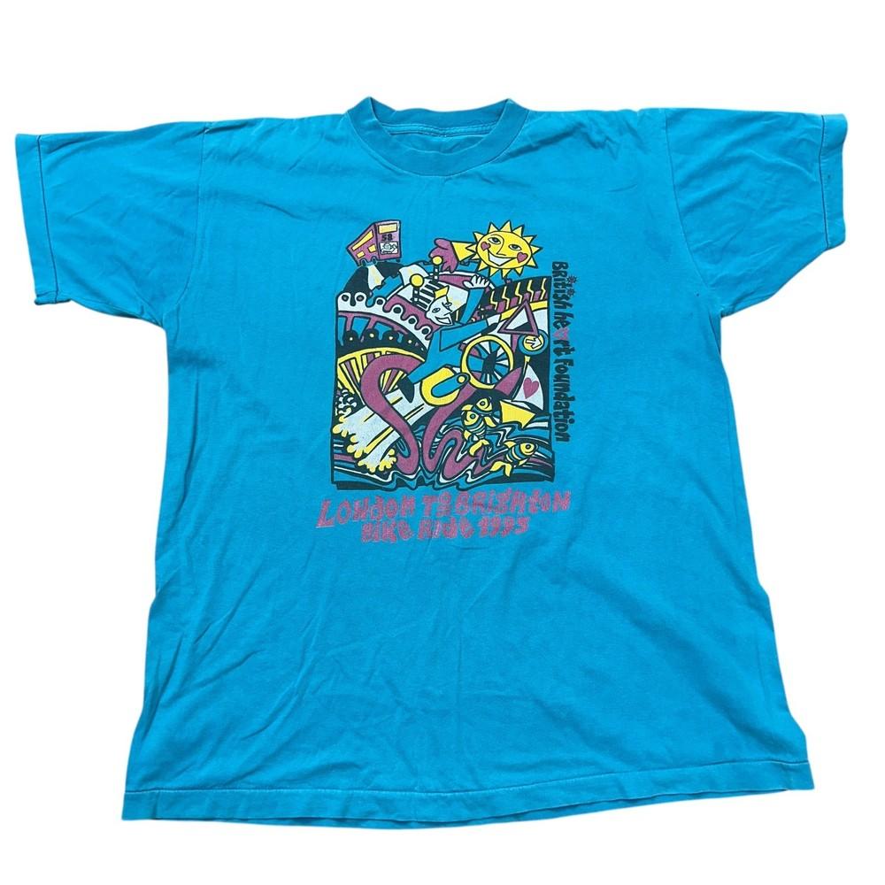

Vintage Single Stitch T-shirt Bike Ride 1995 Short Sleeve Blue Mens M