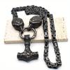 Nordic Mythical Culture Viking Bird Head Stainless Steel Necklace Vintage Hammer Pendant Emperor Necklace