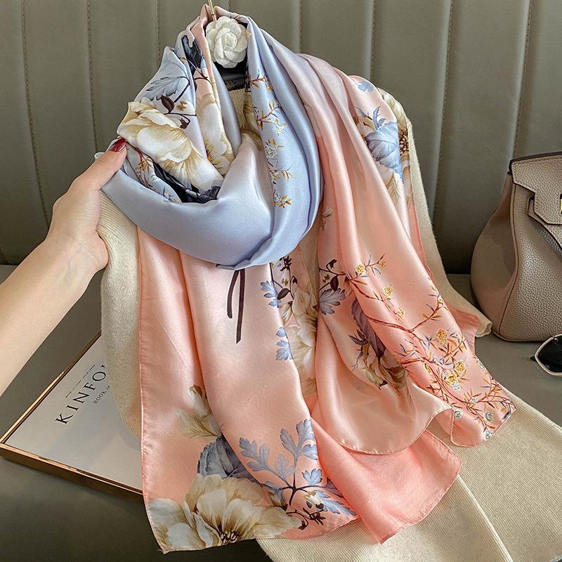 New Sunscreen Scarf for Women New Silk Satin Versatile Summer Sunscreen Silk Scarf Mother's Day Gift