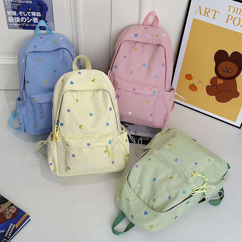 Large Capacity Student Schoolbag Women's Embroidered Computer Backpack Lightweight Backpack