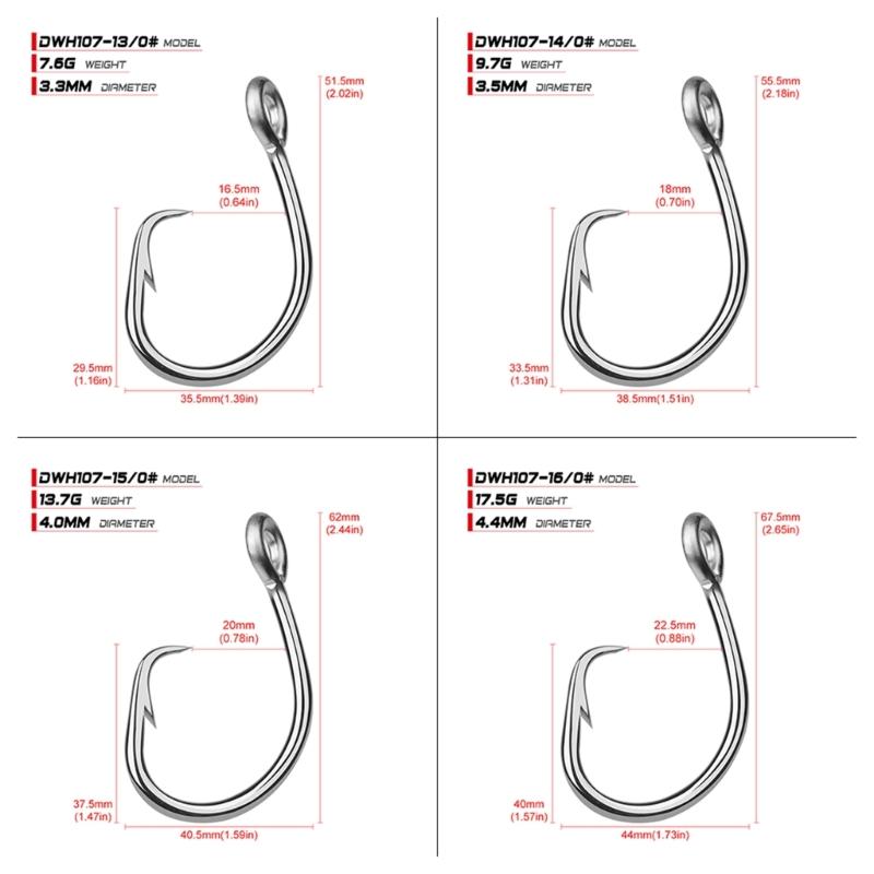 5Pcs Stainless Steel Circles Hooks Big Game Saltwater Fishhook Saltwater Tunas Fishing Hooks Fishing Accessories