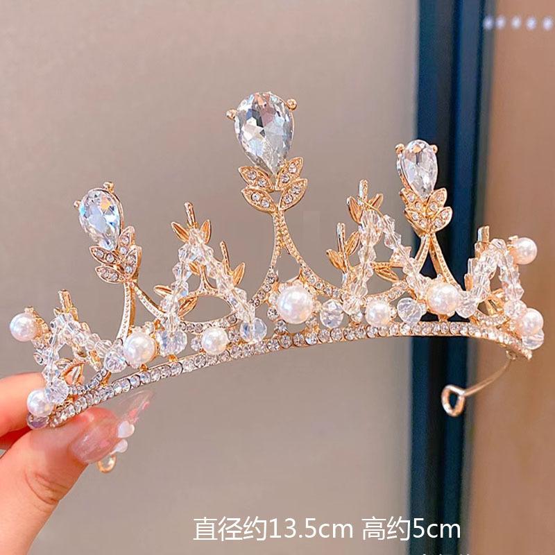 Children'S Crown Girl Crystal Crown Headgear Korean Fairy Princess Style Temperament Dress Accessories Crown Hair Accessories