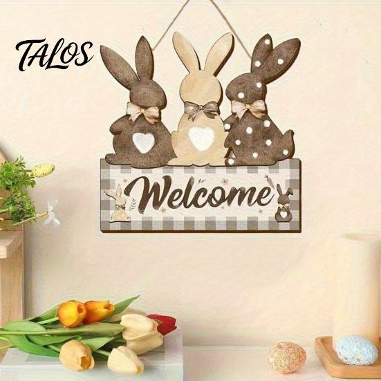 Entryway Welcome Plaque Wooden Sign, Rustic Door Hanging 2D Daisy Butterfly Print, Front Decor Halloween Thanksgiving Easter Seasonal Holiday Sign for