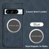 Business Retro Matte Lambskin Leather Case For Google Pixel 10 9 8 7 6 A Pro XL Metal Magnetic Car Holder TPU Soft Protect Cover