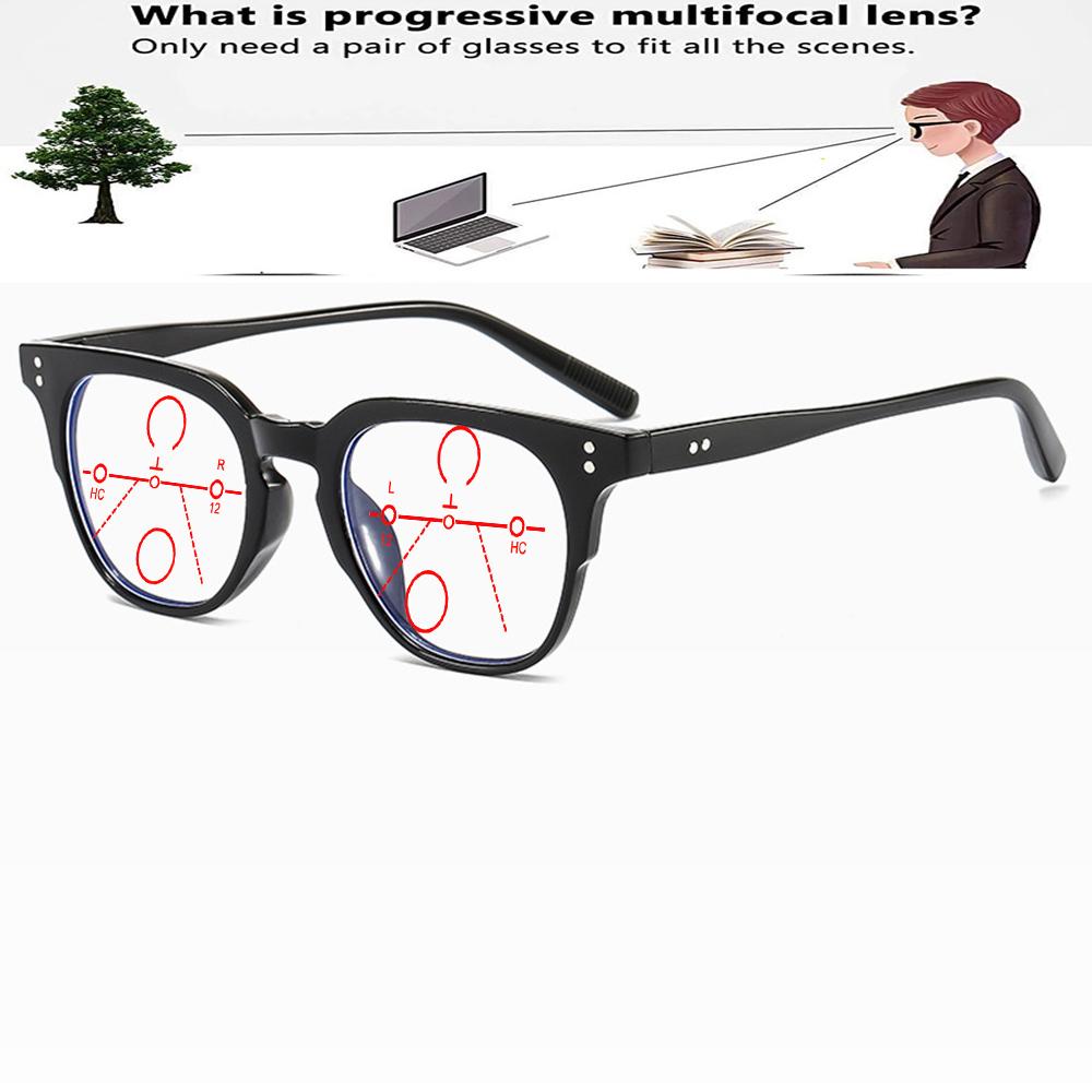 

Black Flat-topped Round Vintage Literary Full-rim Progressive Multifocal Reading Glasses +0.75 To +4 +0.75 коричневый