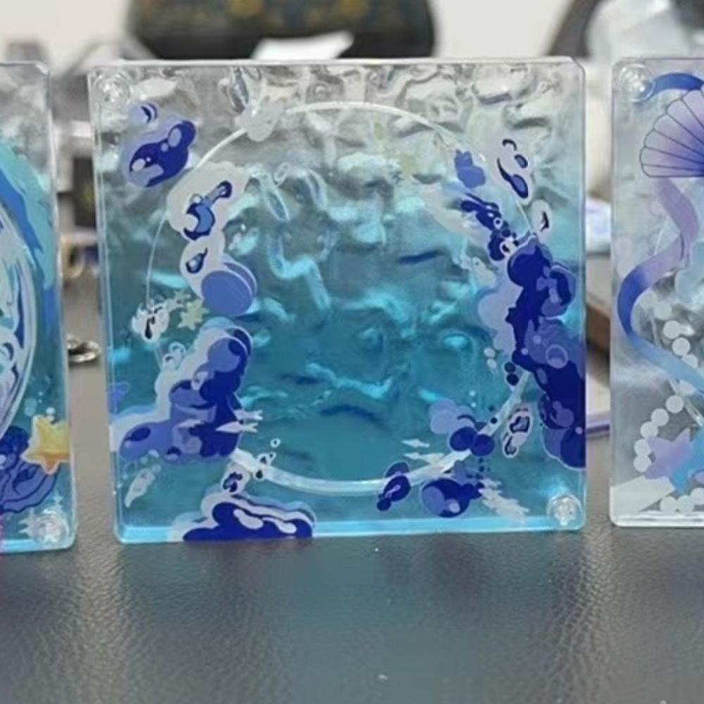 Ocean Wave Photo Frame Badge Storage Case Holder Acrylic Water Wave Photo Organizer Desktop Decor Ornaments Anime Lover Gifts