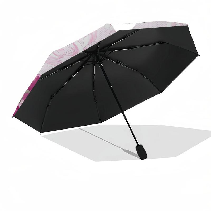 1pc Floral Pattern Design Umbrella with Plastic Handle,Compact & Stylish,Suitable for All Seasons ptys26069