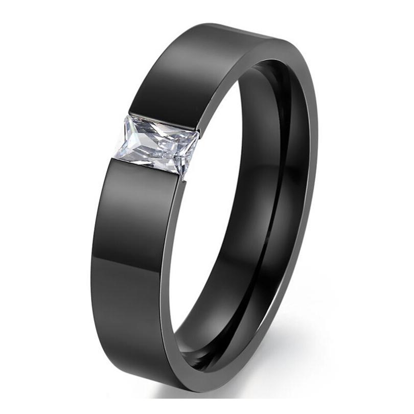 Fashion Crystal Zircon Jewelry Two Color Plated Ring Classic 316L Stainless Steel Rings for Women Men