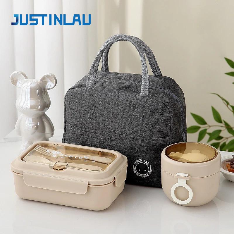 Lunch Box Portable for Children School Office Bento Box Compartment Sealed Food Container with Tableware Microwavable Heating