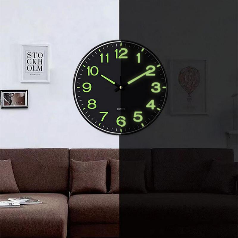 1 Pcs Luminous Wall Clock Light In Dark Night Digital Quartz Movement Bedrooms Living Room Study Loudspeaker Mute Clock For Home