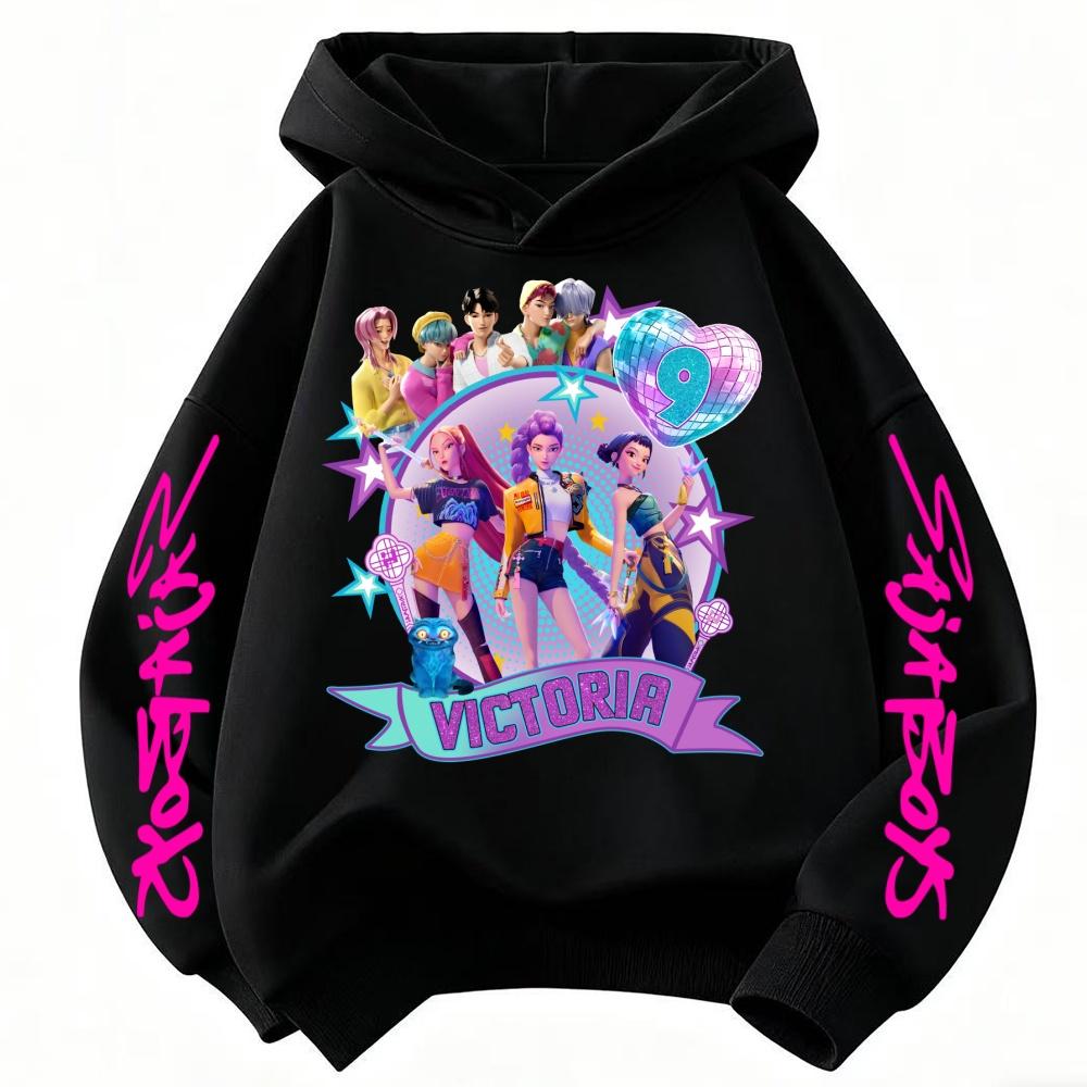 

Худи Kpop Demon Hunters для мальчиков и девочек, мультяшная модная толстовка, повседневные пуловеры 100