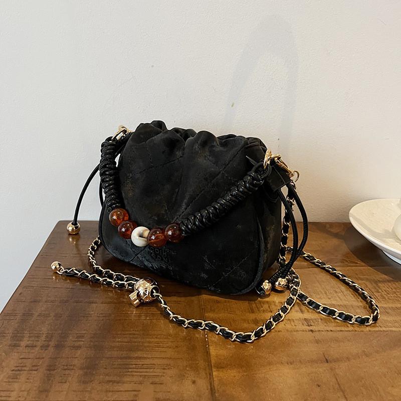 Ielgy Diamond Bucket Bag Fashion Chain Shoulder Underarm Crossbody Bag
