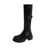 Knight boots women's sole boots spring and autumn 2025 new black but knee thick with skirt thick heel high boots