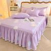 3pcs Printing Ruffled Edge Soft Comfortable Breathable Bed Skirt Set All-season Availability,  Mattress Cover, Printing Bedding Set, for Bedroom