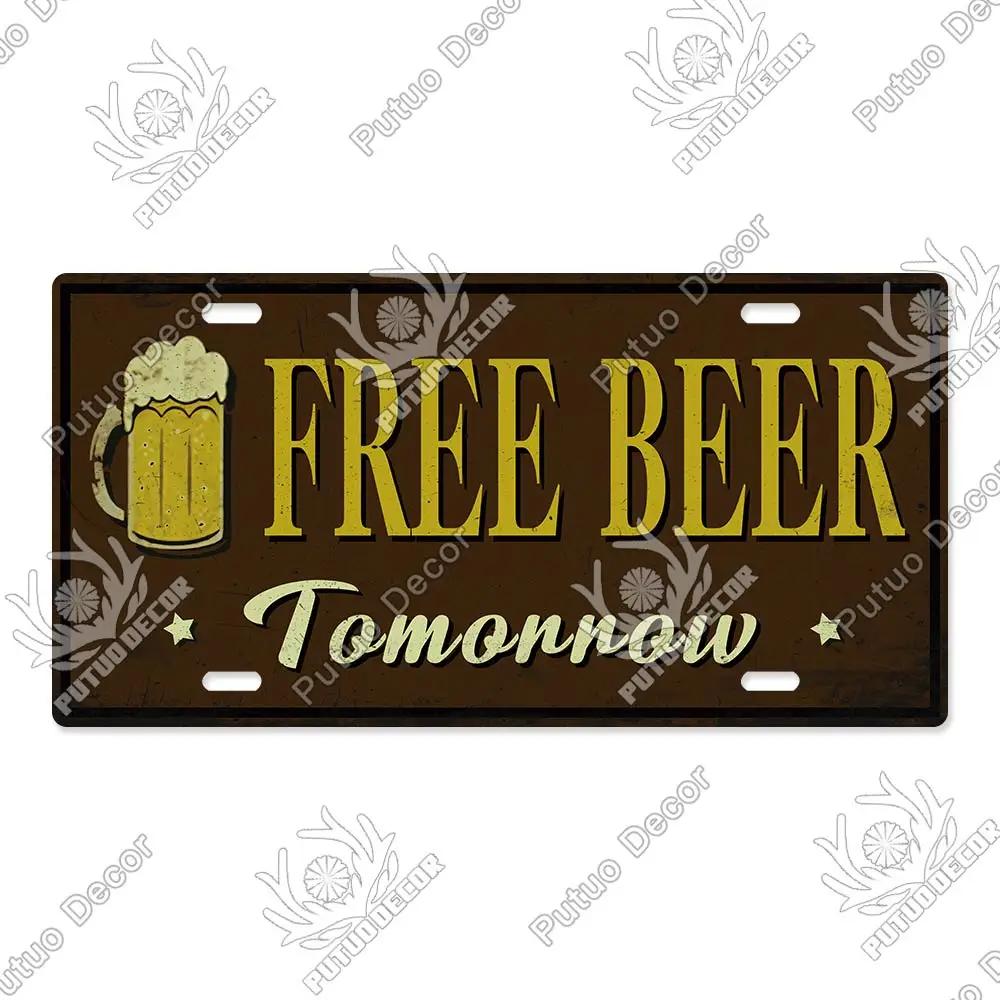 Putuo Decor Bier Metallschild Blechschild Plakette Metall Vintage Nummernschild Dekoration für Bar Pub Man Cave Wohnzimmer Wanddeko