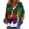 YNN-VK01 V-Neck Printed Cardigan Sweater with 3 Buttons - New Arrival