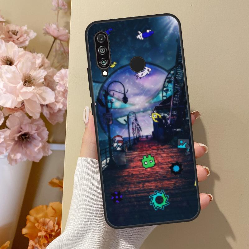 Pouzdro Geometry Dash pro Honor 50 8X 9X 10i pro Huawei P50 Pro P20 P40 P30 Lite P Smart 2021 Nova 5T Cover