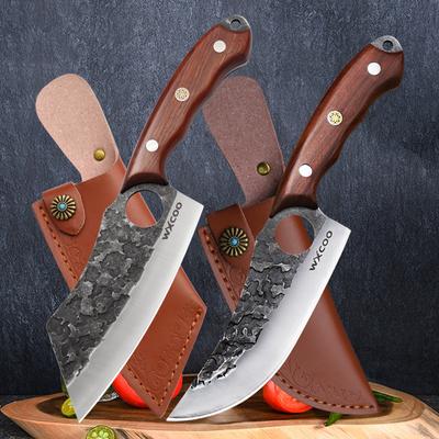Stainless Steel Chef's Knife Sharp Boning Knife Butcher's Meat Cleaver Hand-forged Hammered Kitchen Knives Fruit Slicing Knife