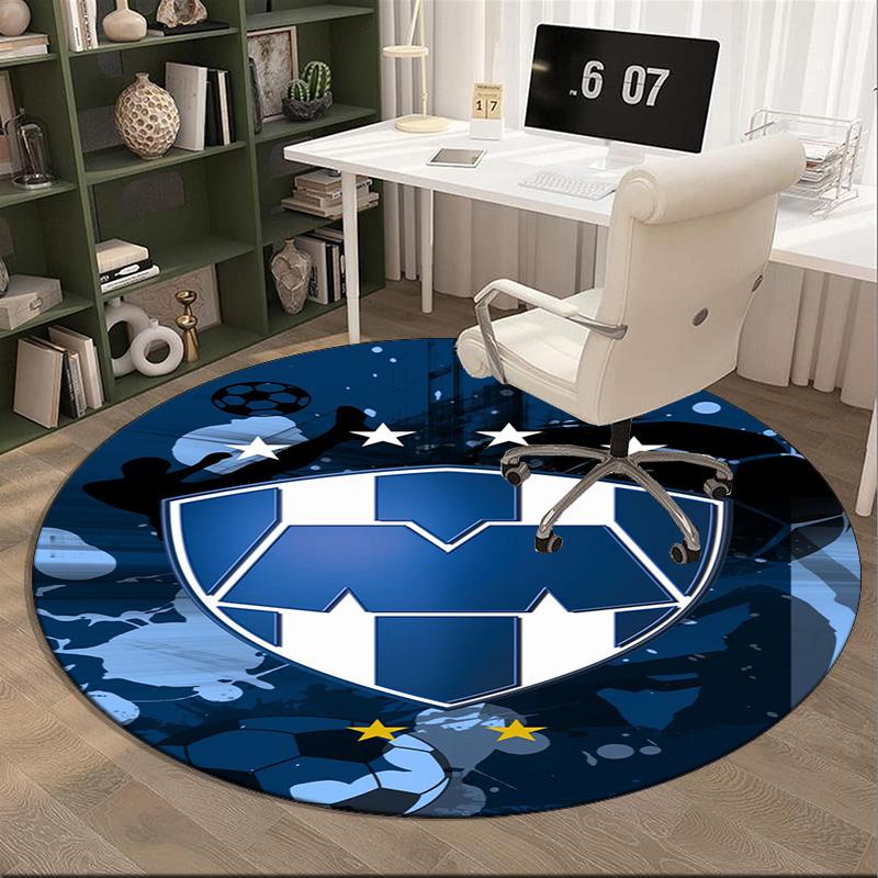 1PC round rug Monter-rey Football Crest Art Printed Round Area Rug ,Rug For Home Office, Round Chair Rug, Decorative Carpet Fan gifts Christmas gift