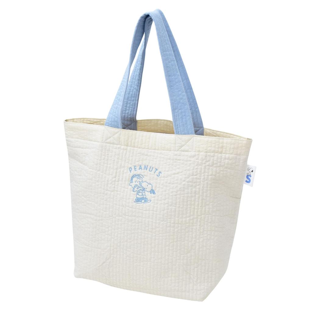 Marimo Craft Snoopy Tote A4 Nubi Quilted Handbag for and Cute and Stylish Character White Bag, Large, Size, Fabric, Embroidered, Women, Commuting,