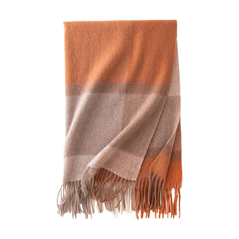 Japanese High end Pure Cashmere Plaid Scarf Shawl Dual Purpose Autumn and Winter Fashion Warm Neck Protection Couple Large Scarf