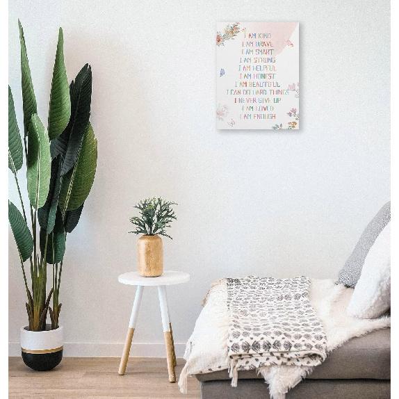 WODMIS Affirmation Wall Decor,I Am Kind Smart Brave pirational Framed Canvas Wall Art Decor 11×14,Watercolor Wall Decoration for Office Girls Room